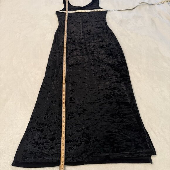 Aqua Blues Dress Crushed Black Velvet Maxi Dress Size Large Whimsigoth Fairy - Picture 6 of 11